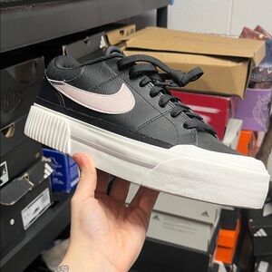 Nike Black and Light Pink Platform Sneakers